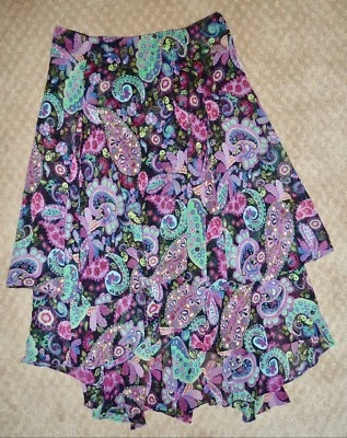 DANA BUCHMAN - FALDA ESCALONADA DE GASA DE SEDA FLORAL Y PAISLEY MULTICOLOR - FALTAS 4 Foto 1 de 2