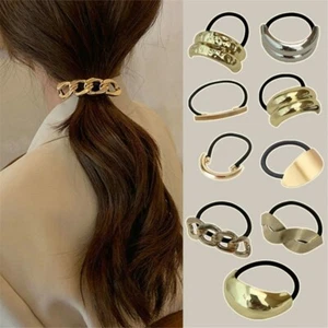Ponytail Hair Cuff Fashion.Elastic Hair Band Decorative Hair Rope Metal Hair Tie - Picture 1 of 106