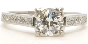 JABEL Platinum .80CT Brilliant Cut Diamond Solitaire & Accents Engagement Ring - Picture 1 of 16