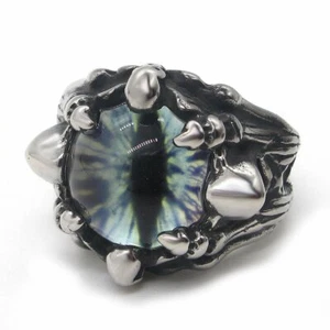 MENDEL Cool Mens Stainless Steel Dragon Claw Blue Evil Eye Eyeball Ring Sz 7-15 - Picture 1 of 8
