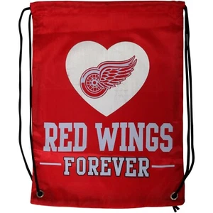 Mochila de gimnasio Detroit Red Wings ❤ Forever NHL Hockey de nailon con cordón - Imagen 1 de 1