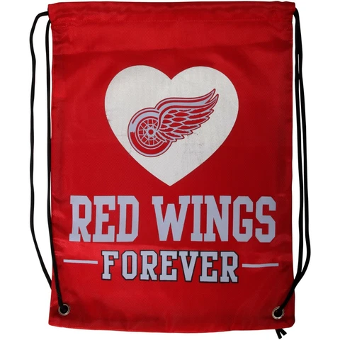 Detroit Red Wings ❤ Forever NHL Hockey Nylon Drawstring Backpack Gym Bag Cover