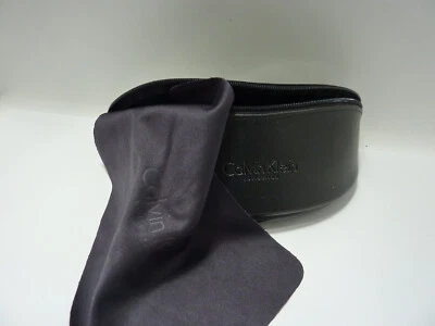 Calvin Klein Glasses SOFT Shell Case Sunglasses Black Faux Leather VINTAGE - Image 1 of 4