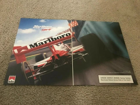 Vintage 1996 MARLBORO INDY CAR TEAM ROGER PENSKE Poster Print Ad 1990s RARE Cover