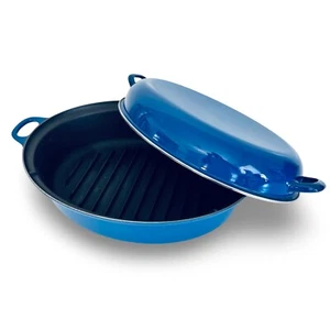 LE CREUSET Blue #43 8 Qt Roaster w/Lid Enameled Cast Iron Discontinued Style - Picture 1 of 22