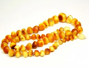 Baltic Amber Necklace 17" Brown Yellow Beaded Natural Stone Gemstone 6455 - Picture 1 of 7