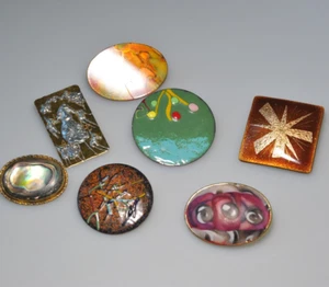 Vtg Modern DESIGNER ARTISIAN BROOCH Lot abstract brutalist LC11 - Picture 1 of 23