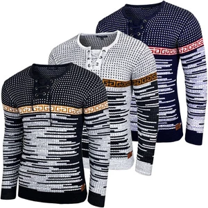 Herren Pullover Slim Fit Rundhals Strick-Pullover Longsleeve in Feinstrick B-156 - Bild 1 von 25