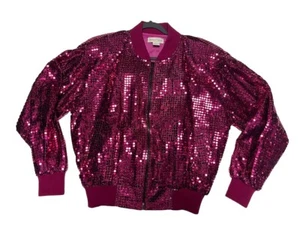Nicole J Farah Jacket Purple Pink Sequin Long Sleeve Lined Vintage Sparkle Disco - Picture 1 of 18