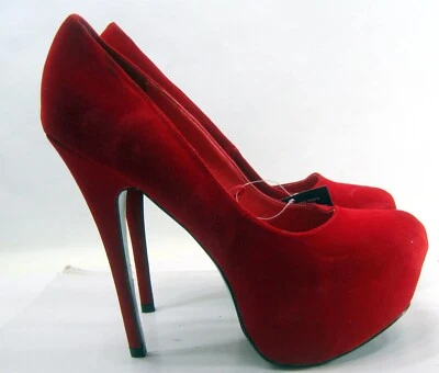 Zapatos de tacón de aguja rojo 6" plataforma 2" punta redonda mujer talla 10 Foto 1 de 4