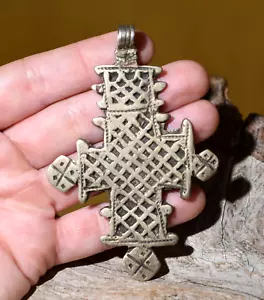 Antiguo colgante de cruz cristiana copta etíope metales mixtos Etiopía, África - Imagen 1 de 8