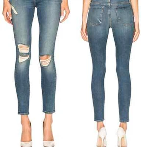 Frame Denim Le High Skinny Jeans in Navy Yard Distressed Stretch - Picture 1 of 7