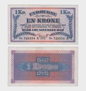 Faroe Islands - 1940 - 1 Krone - "EF+"  #CO6014 - Picture 1 of 6