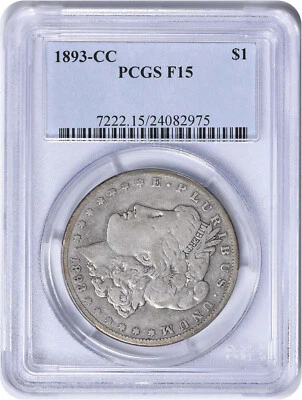 1893-CC Morgan Silver Dollar F15 PCGS - Image 1 of 4
