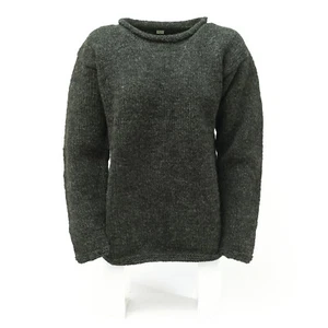 Pullover Schwarz Wolle Damen Herren (M,L,XL) Schafswolle Natur Nepal Geschenk - Bild 1 von 3