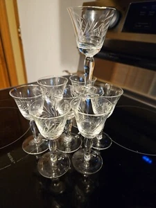 8er Set REIZART GORHAM Vintage Kristall 4" Cordial Gläser Pfauen Stil - Bild 1 von 10