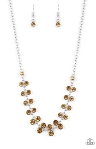 Paparazzi Jewelry Super Starstruck Necklace Pairs Of Topaz Rhinestones Silver - Picture 1 of 3