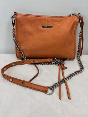 Bolso Bandolera de Cuero Rebecca Minkoff Naranja 4 Cremallera Cadena Correa LEER  Foto 1 de 4