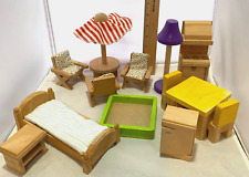PLAN TOYS WOODEN DOLLHOUSE FURNITURE MIXED LOT