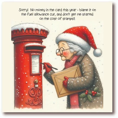 BLUSH & WHISTLE Christmas Card - No Money Fuel Allowance Cut - Rude Funny Adult Humour - BW0029