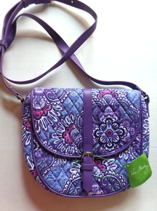 Vera Bradley Slim Saddle Bag Crossbody Lilac Tapestry NWT - Picture 1 of 6