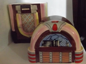 Juke Box Japan Small 8" x 4" Ceramic Cookie Trinket Jar Wurlitzer Style 1986lift - Picture 1 of 15