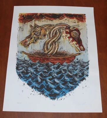 Dan Grzeca Poster The Arrival Art Print 2007 Silkscreen S/# 120 Chicago Artist - Image 1 of 4