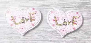 love heart wood sewing button crafts 2 holes 1 inch white pink speck - Picture 1 of 2