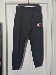 Vintage Champion Reverse Weave Jogger Pants Men's Size Medium Black Big C - Picture 1 of 7