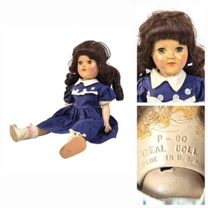 Muñeca de pelo morena rizado de plástico duro ideal P-90 de colección 14" niña con atuendo - Imagen 1 de 14