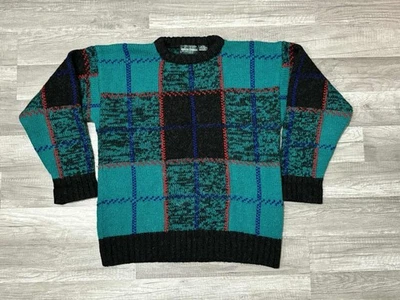 复古 Kenneth Roberts 几何毛衣套衫羊毛混纺爷爷,尺寸 L — 第 1/4 张图片