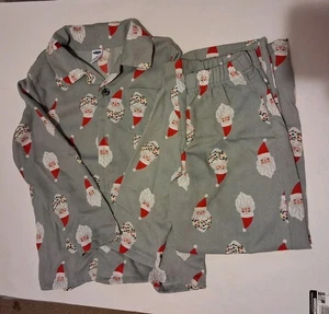  Antiguo conjunto de pijama azul marino unisex estampado navideño para niñas talla 5T elástico con botones - Imagen 1 de 9