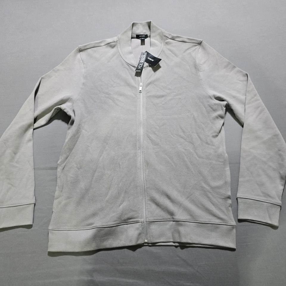 Alfani Hombre Grande Chaqueta Bomber Piqué Tejido Tormenta Gris Cremallera Suéter Cárdigan Nuevo Foto 1 de 4