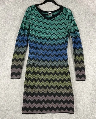Vestido Suéter M Missoni Para Mujer IT 46 US 10 Chevron Bodycon Tejido Retro Colorido Foto 1 de 4
