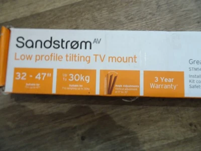 SANDSTROM Low profile  TILT TV BRACKET  32 ~ 47" TELEVISIONS UPTO 30KG NEW  - Image 1 of 3