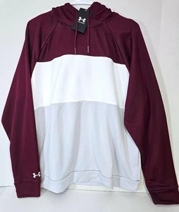 Under Armour Felpa Donna con Cappuccio Qualifier Pullover Sciolto Marrone Bianco 2XL NUOVA UA - Foto 1 di 8