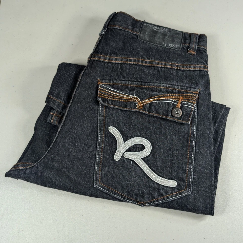 Rocawear Jean шорты для мальчиков размер 18 черный логотип карман Y2K хип-хоп Streetwear джинсовой ткани - Изображение 1 из 4