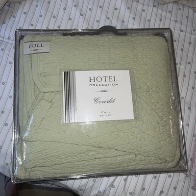 Hotel Collection Sage Green Coverlet Full 100% Cotton Made In Portugal - Image 1 of 2