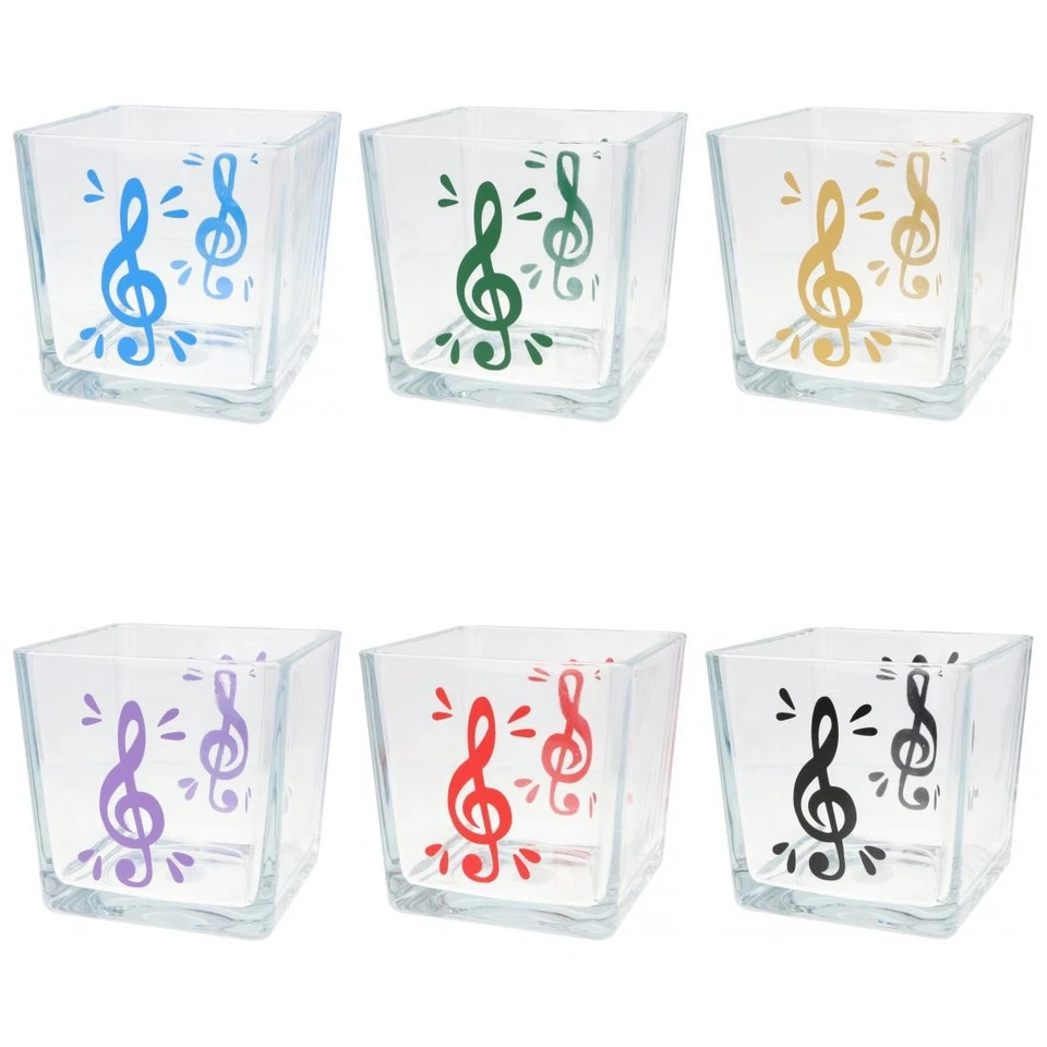 Glas-Vase mit buntem Violinschlüssel, beidseitig, für Musikliebhaber - Bild 1 von 1