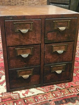 Старинный дубовый шкаф для картотек с замком Globe 6 ящиков - Изображение 1 из 4