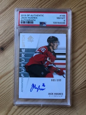 2019-20 SP Authentic JACK HUGHES Future Watch Auto Rookie RC /999 PSA 8 PSA8 - Image 1 of 2