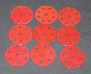 lot de 9 disques MECCANO 8 TROUS N°24a ROUGE 35 MM - Picture 1 of 1