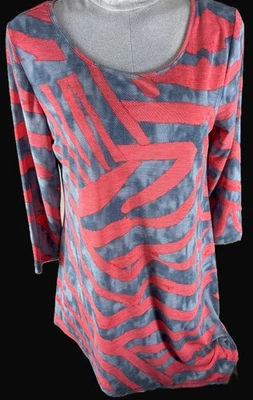 Túnica para mujer Clara SunWoo rosa melocotón y gris manga 3/4 dobladillo asimétrico talla M Foto 1 de 4