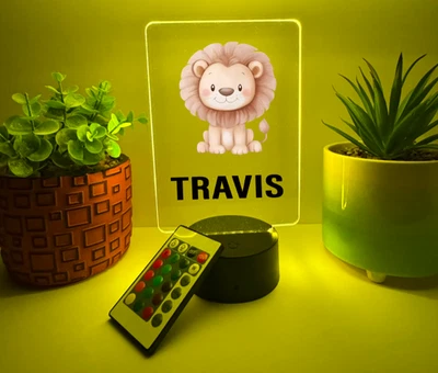 UV Printed Lion Light Up, Personalized FREE, Animal LED Lamp, Kid Friendly - Image 1 of 4