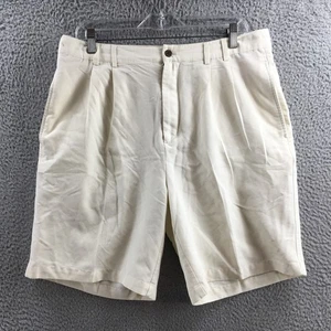 Caribbean Joe Chino Shorts Mens 34 (actual 35x8) Off-White Hi-Rise Pleated Front - Picture 1 of 17
