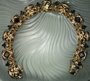 Sterling Silver Gold Vermeil Peridot Garnet Amethyst Topaz Bracelet FREE SHIP - Picture 1 of 13