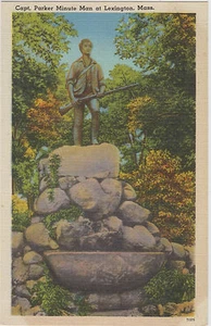 Captain Parker Minutenmann Lexington MA Leinen Postkarte - Bild 1 von 2