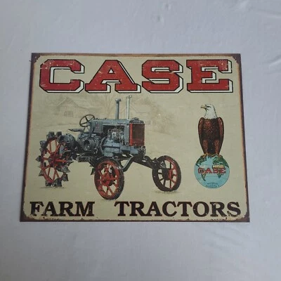 Letrero de metal estañado estilo vintage Case Farm Tractors - aprox. 16" x 12-1/2" Foto 1 de 4