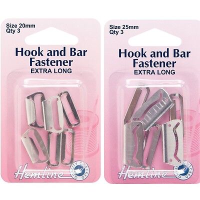 Hemline Hook And Bar Fastener Extra Long 20mm Or 25mm Skirt Trouser • 3.12€