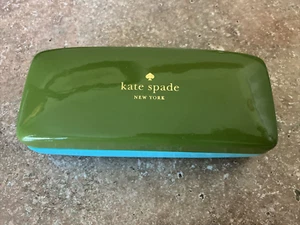 KATE SPADE OLIVE TURQUOISE SUNGLASSES EYEGLASSES CASE HARD CLAM SHELL PRE-OWNED - Picture 1 of 3